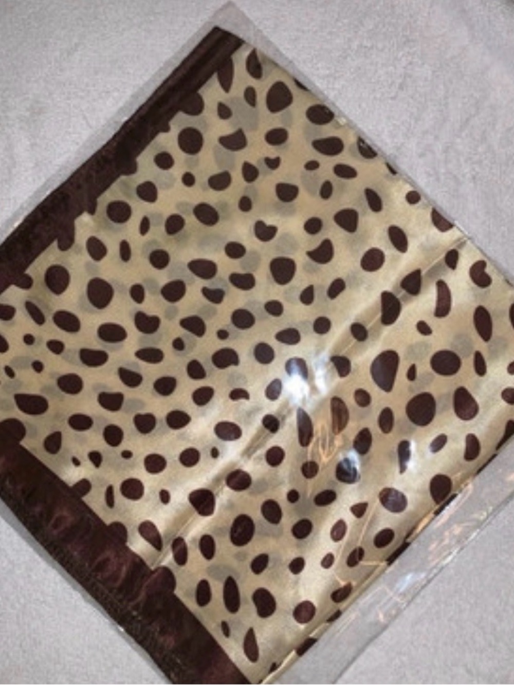 Silky Leopard Print Scarf in Cream and Brown